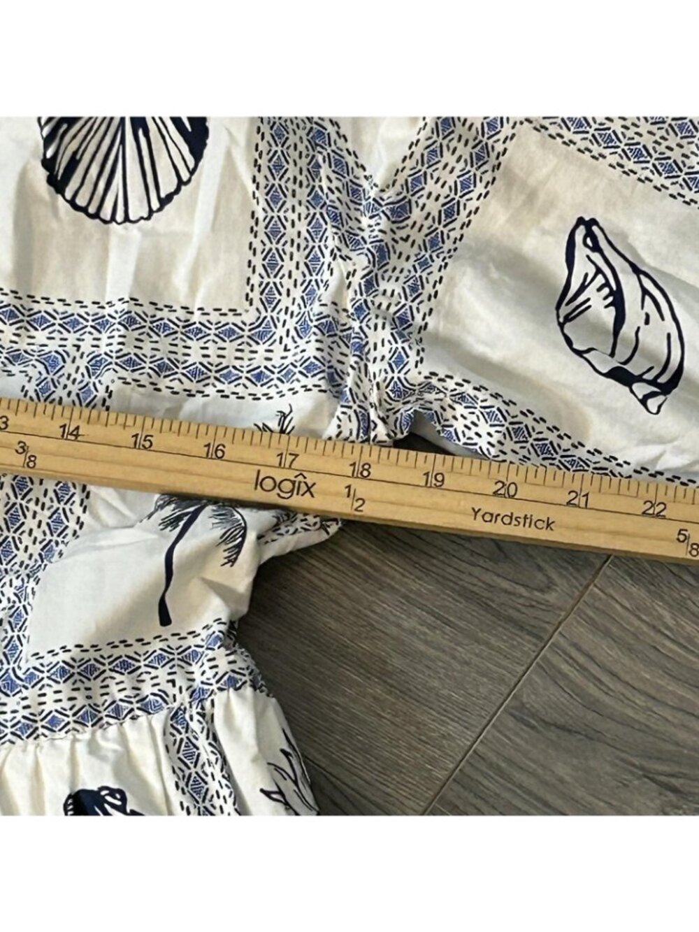 Calypso St. Barth Dress Womens L White Blue Seashell Coastal Palm Tropical Beach - Picture 7 of 11